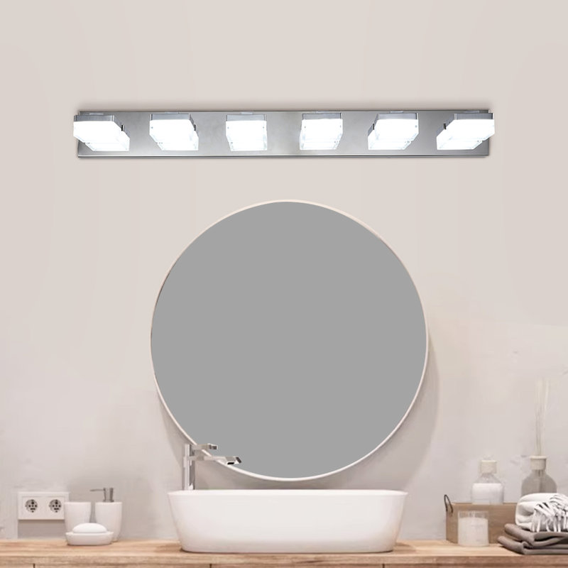 Meuble-lavabo pour salle de bain - 6 lumières, brouillard, miroir moderne à 6 lumières, base en acier inoxydable