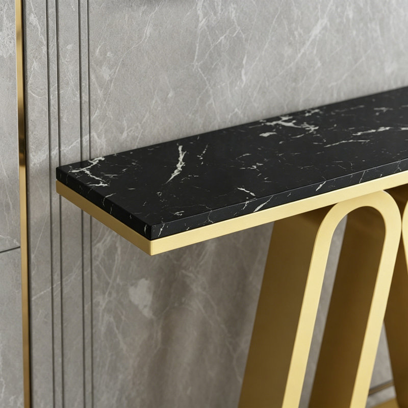 Console Modern Modern, Noir, 31,5 po H x 55,12 po L x 11,81 po P, Doré