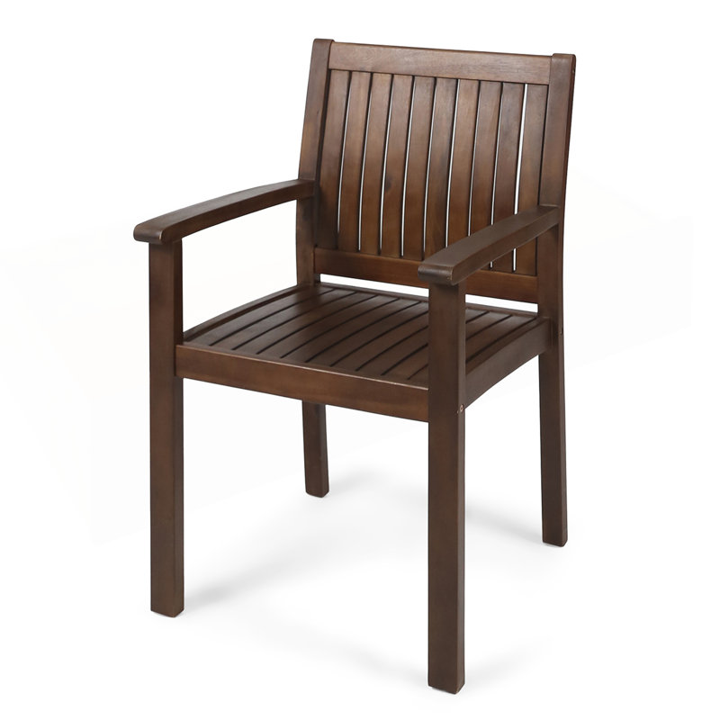 Dark Brown Acacia Wood Outdoor Dining Chair Set