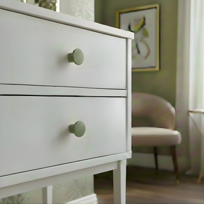 Bouton d'armoire rond en aluminium de style moderne Mid-Century ROUS, olive (vert)