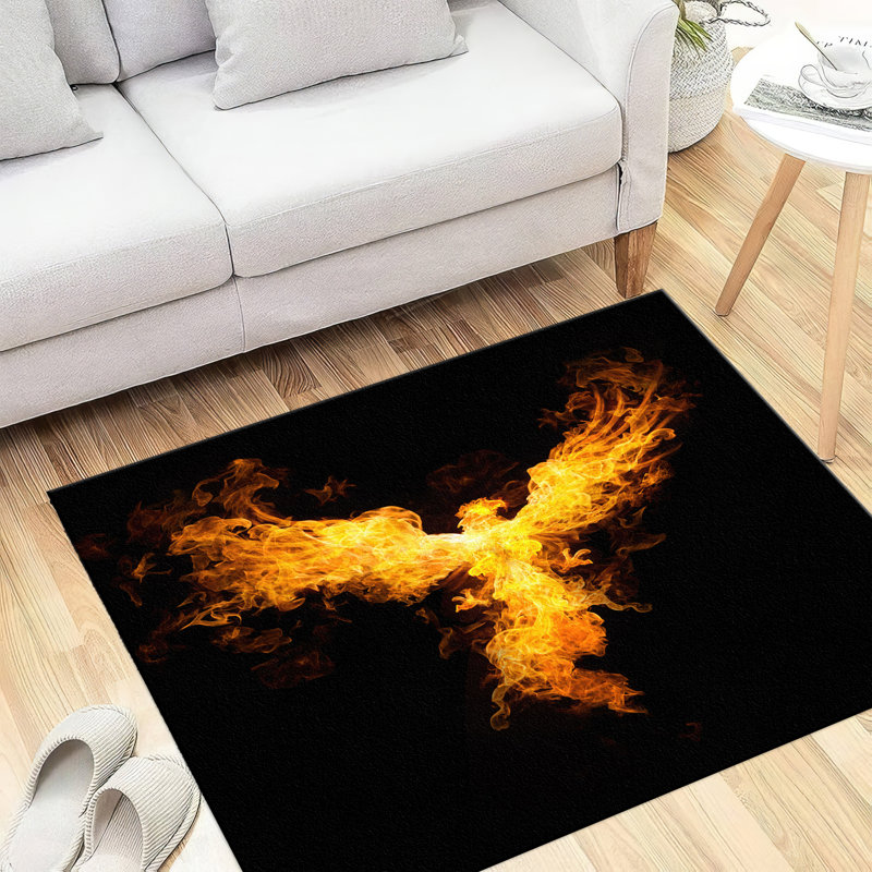 Soft Non-Woven Printed Bohemian Floral Rug in Vivid Red and Blue Hues for Enhancing Living Room Decor, Square 3'3"
