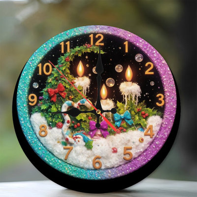 Horloge-avec-cadeaux-traîneau-et-gâteries