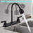 Matte Black 2-Handle RV Kitchen Faucet, 8" 2-Hole Camper Sink Faucet, 360° Swivel Spout & Two-Function Sprayer for Motorhome, Trailer & RV