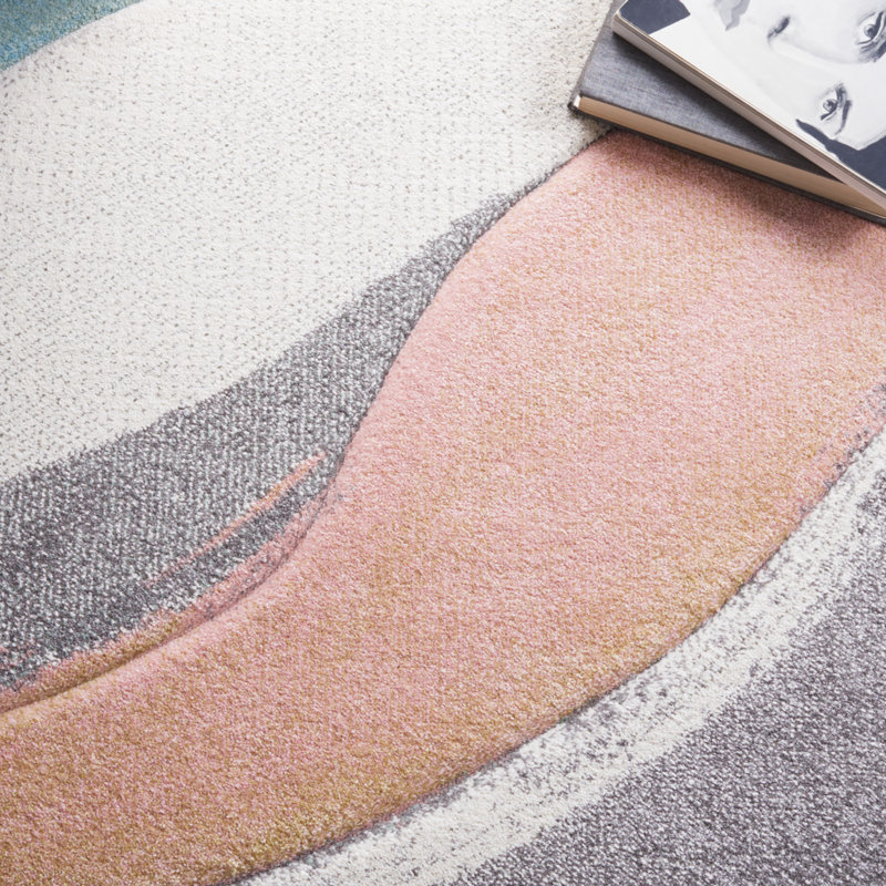 Tapis gris / rose / crème Dugway, Carré 4 pi