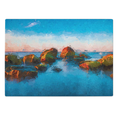 Tempered Glass Rock Beach in Helsinki Finland Chopping Board