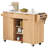 52" Fluted Kitchen Island with Drop Leaf, Power Outlet,  Kitchen Storage Cart with Adjustable Shelves, 2 Doors and 2 Drawers, Rolling Island Table with Faux Marble Top for Kitchen, Natural-1510845444