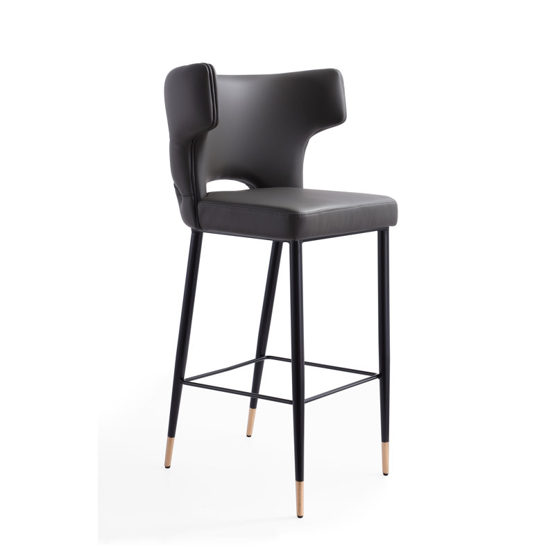 Hendon Upholstered Counter Stool with Metal Frame, Gray, Bar Stool (28" Seat Height), 1