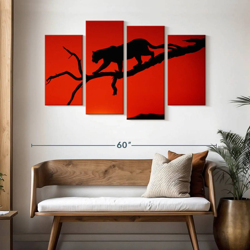 Brampt Red Silhouette Leopard, 32" H x 52" W