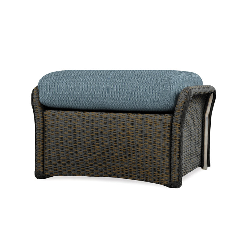 Weekend Retreat Outdoor Ottoman, Consider Indigo, Mink