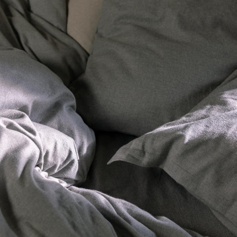 Flannel Marl Duvet Cover Set, Queen Duvet Cover + 2 Standard Pillowcases, Silver