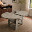 Table de salle à manger extensible ronde 43,3 "à 59" pour 4-6, table de cuisine ronde à ovale avec rallonge rabattable intégrée, base stable en H et tablette de rangement-230450410