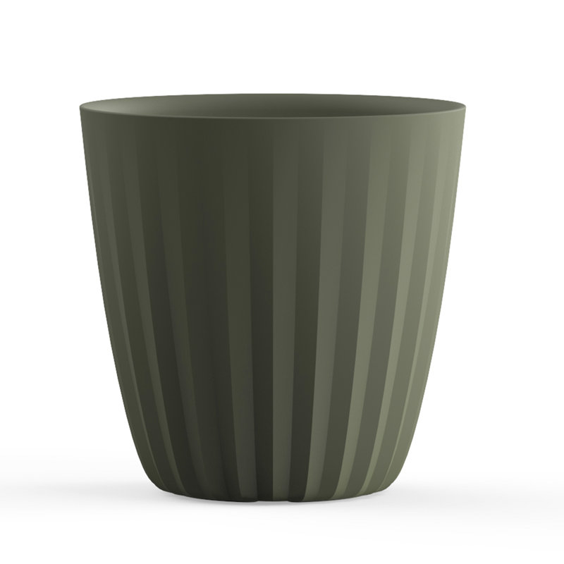 Crescent Garden Pleat Modern Round Pot Planter, Slate, 23" H x 23" W x 23" D