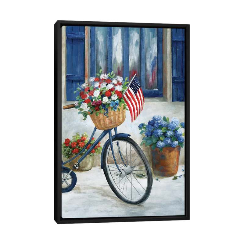«Patriot Bike II» par Nan - impression, H 48 po x l 32 po x P 1,5 po, Cadre noir