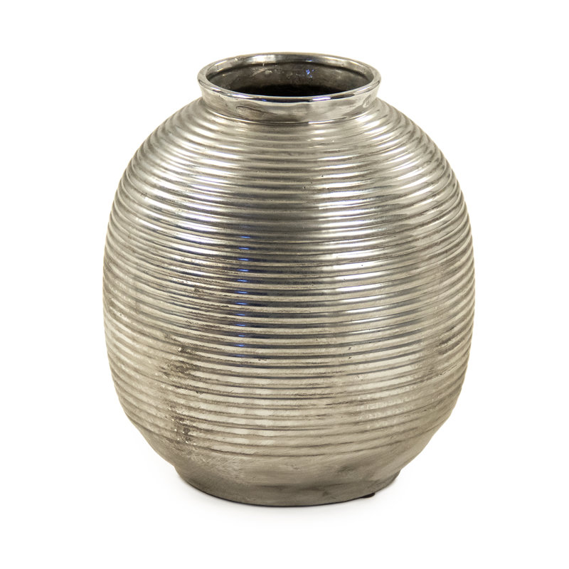 Tuck Metal Table Vase, 12.5" H x 11" W x 11" D