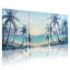 Palmiers, plage tropicale, palmiers, océan, coucher de soleil, paysage, ensemble de 3 toiles-376299475