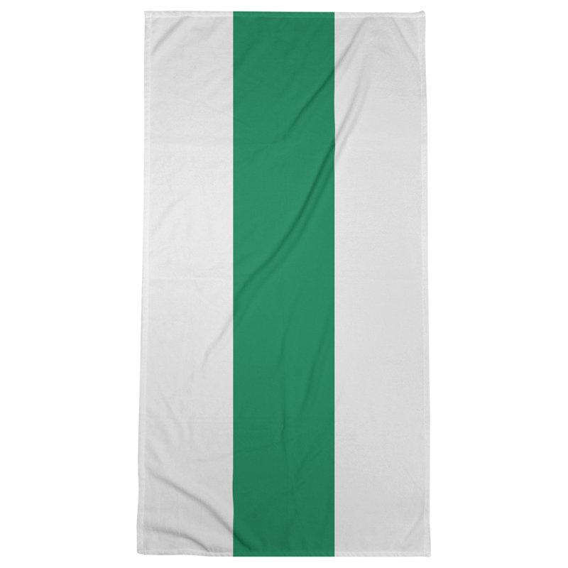 Cotton Blend Lightweight Bath Towel, White/Green