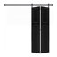2 panneaux pliables de 84 po x 42 po Porte de grange coulissante en bois de noyer noir avec ensemble de quincaillerie-132716910