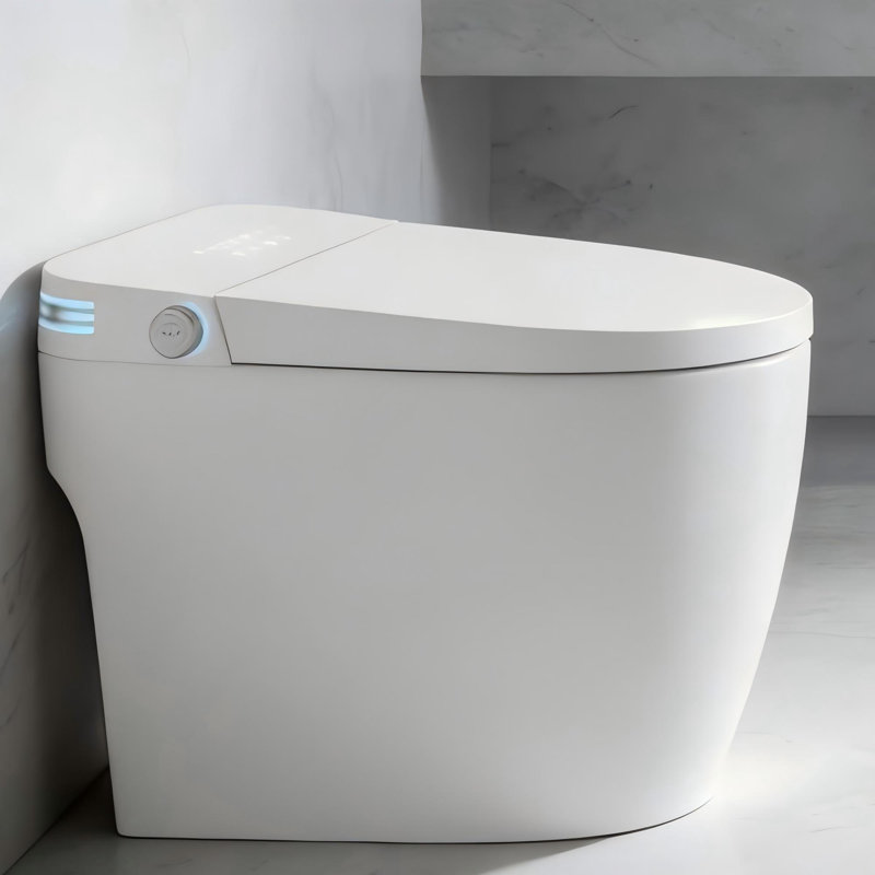 Modern Tankless Smart Toilet with Bidet Built-in, Intelligent Foot Sensor Flush, Heated Seat, Warm Air Dryer and LED Display, Elongated One-Piece Smart Bidet Toilet