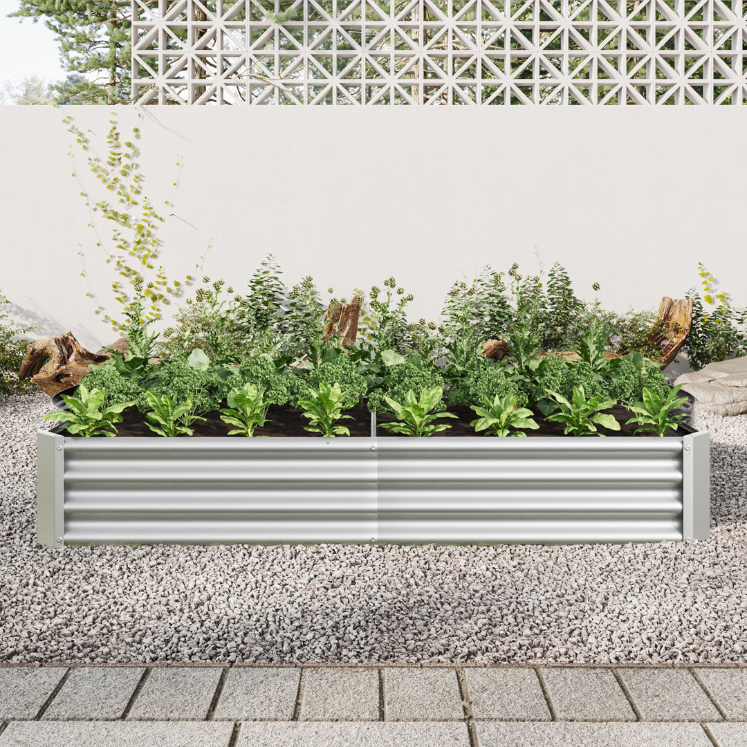 Arwid 6 ft x 3 ft x 1 ft Raised Garden Planter Bed, Metal Rectangle Raised Garden Bed Arlmont & Co. 