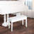 Piano Bench In White, With Soft Faux Leather Upholstery And Robust Wooden Base For Duets White Seat Frame Playing