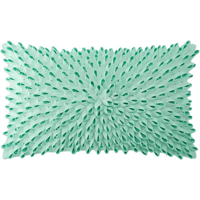  Rectangular Accent Pillow Cover Embroidered Throw Pillow Case Simulation Applique Cushion Cover, Mint Green