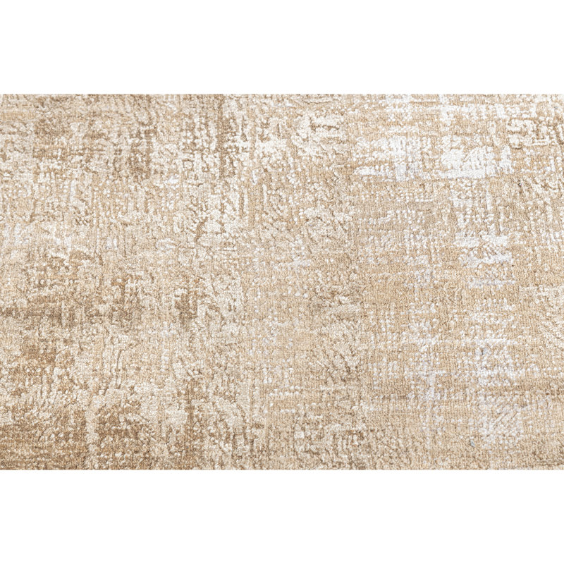 Hand Knotted Abstract Area Rug in Beige/Gold/Ivory, Rectangle 5' x 8'