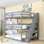 Lit superposé en bois avec escalier de rangement-265612821