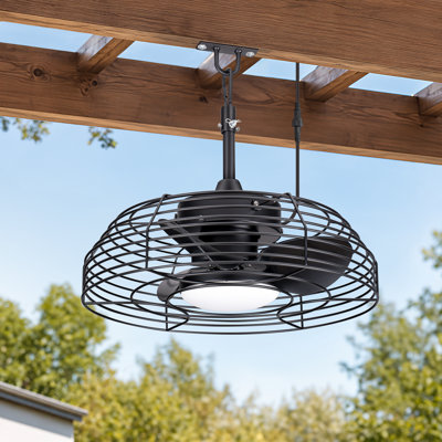 19" Outdoor Plug-In Ceiling Fan with Light and Remote, Weather Resistant Patio Fan with 3CCT LED, 6 Speeds, Reversible Motor and 5M Power Cord