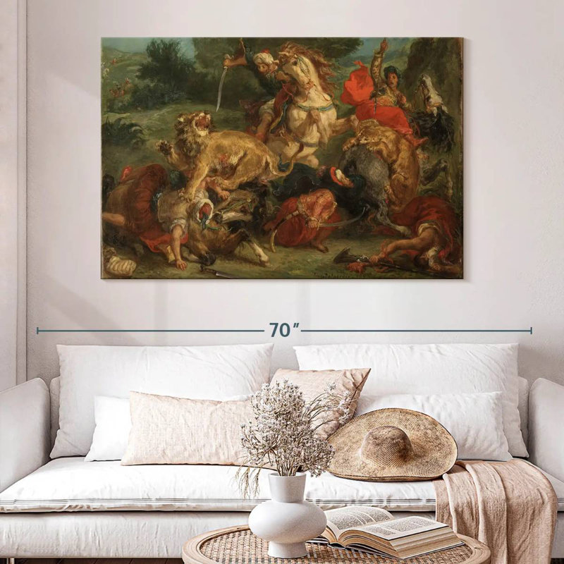 Senne la chasse au lion, H 34 po x l 51 po