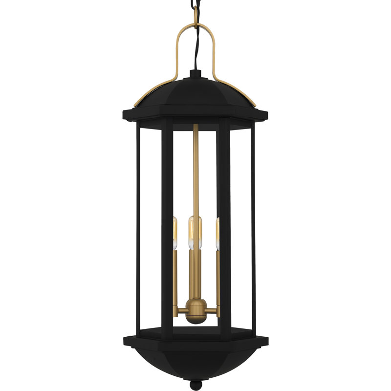 Giuseppina 3-Light Matte Black Outdoor Hanging Lantern