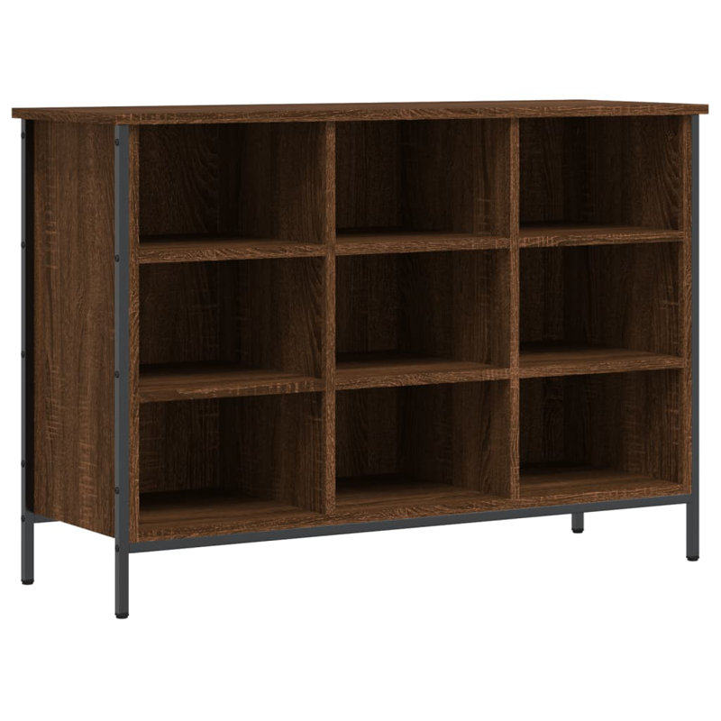9 Pair Shoe Storage Cabinet, Brown Oak