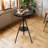 Industrial Bistro Table Vintage Cafe Table Farmhouse Round Dining Table For Kitchen Rustic Side Table Swivel Wooden Top 33.46-39.37Inch Height Adjustable