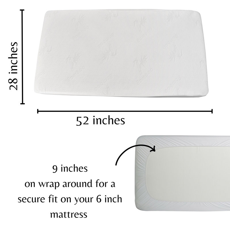 Waterproof Bamboo Rayon Crib Mattress Pad 2 pack Aishi 