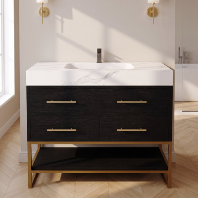 Single Bathroom Vanity with Engineered Stone Top