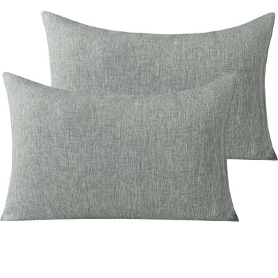2 Pack 100% Linen Pillowcases，Breathable and Cooling Washed Pillowcases with Envelope Closure
