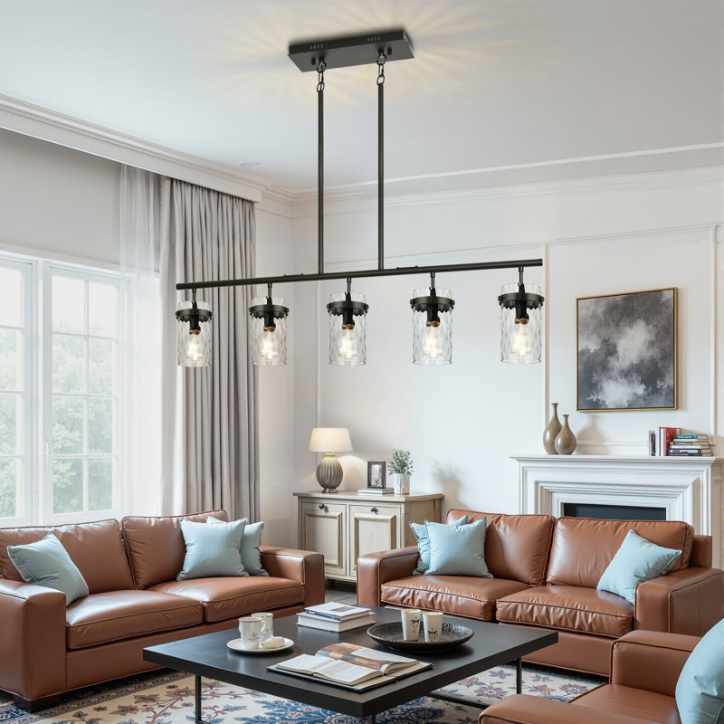 Lustre 5 lumières en verre d'eau, 3,9 po de largeur, base E26, 5 lumières