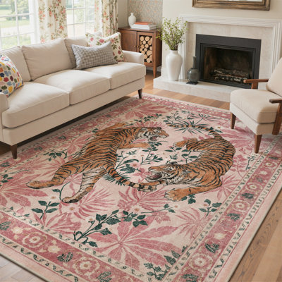 Tapis rose lavable avec envers antidérapant Gemini