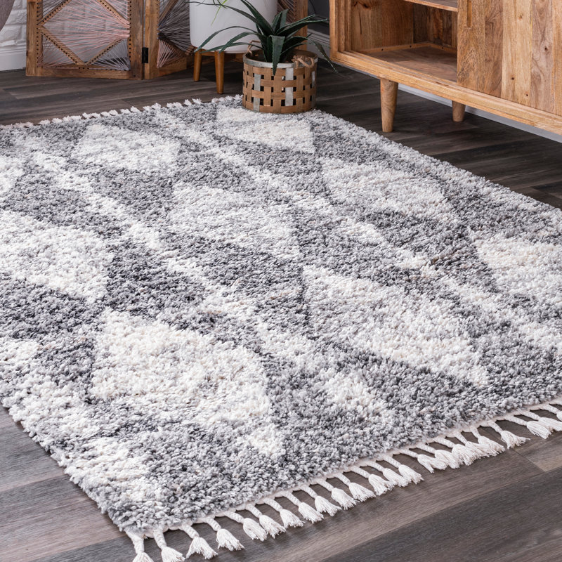 Tapis gris à motif géométrique Hedlund, Rectangle 5 pi 3 po x 8 pi 2 po
