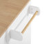 Îlot de cuisine cannelé de 55,5 po avec 2 abattants, chariot de rangement de cuisine avec prise de courant, 4 portes, support à épices, table d'îlot roulant avec plateau en grain de bois, bord courbé pour la cuisine, la salle à manger, blanc