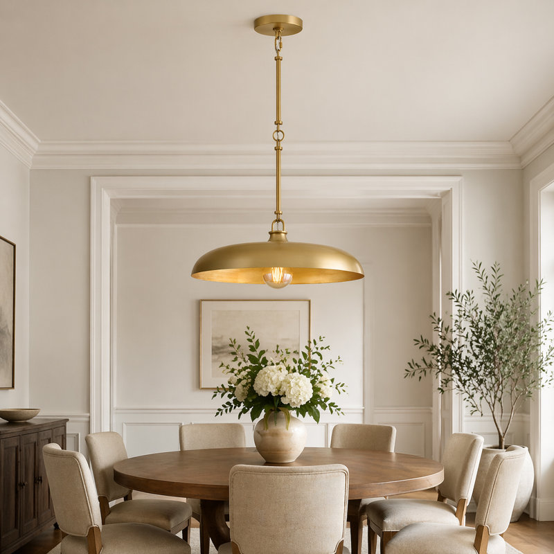 Sadie 1 - Light Steel Chandelier, Lacquered Brass, 6.25" H x 18" W x 18" D