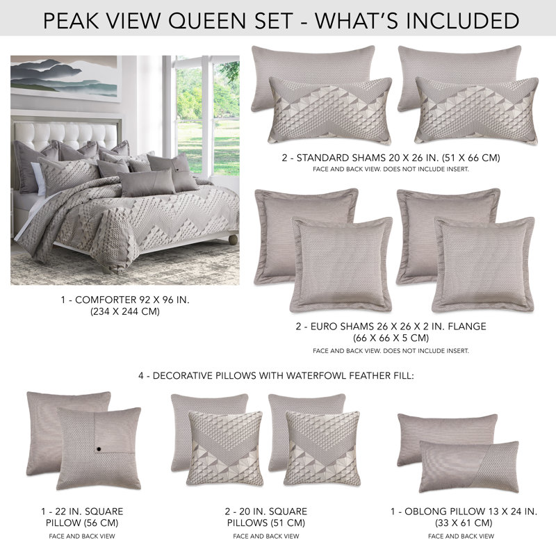 Peak View Comforter, Queen Comforter + 4 Shams + 4 Throw Pillows