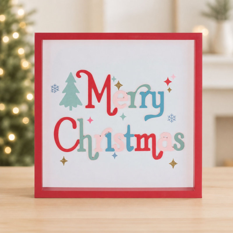 Plaque carrée Merry Christmas 7,75 po