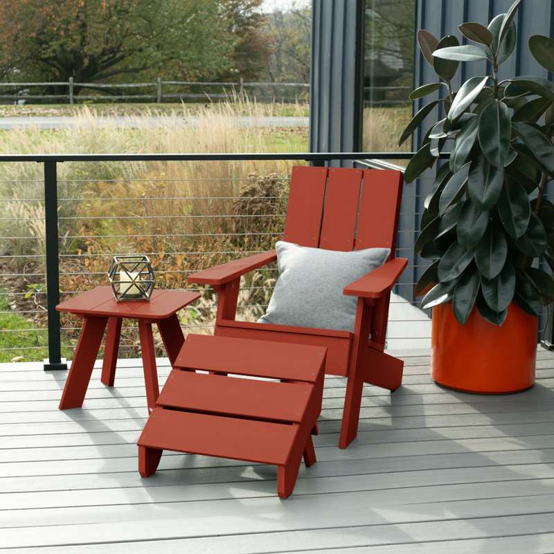 Chaise Adirondack en plastique avec table Byrnes, Rouge