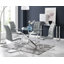Lenworth Chrome and Glass Rectangular Dining Table Set with 4 Modern Faux Leather Chairs