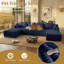 Divan modulaire en U de 142 po pour salon, canapé désossé en nuage avec siège profond surdimensionné et canapé en mousse viscoélastique compressée sans siège à 4 places pour appartement, bleu-112249066