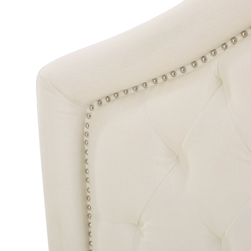 Tufted Upholstered Headboard, Solid Wood Head Board With Durable Metal Legs, Adjustable Height Headboard With Nailhead Trim In Bedroom