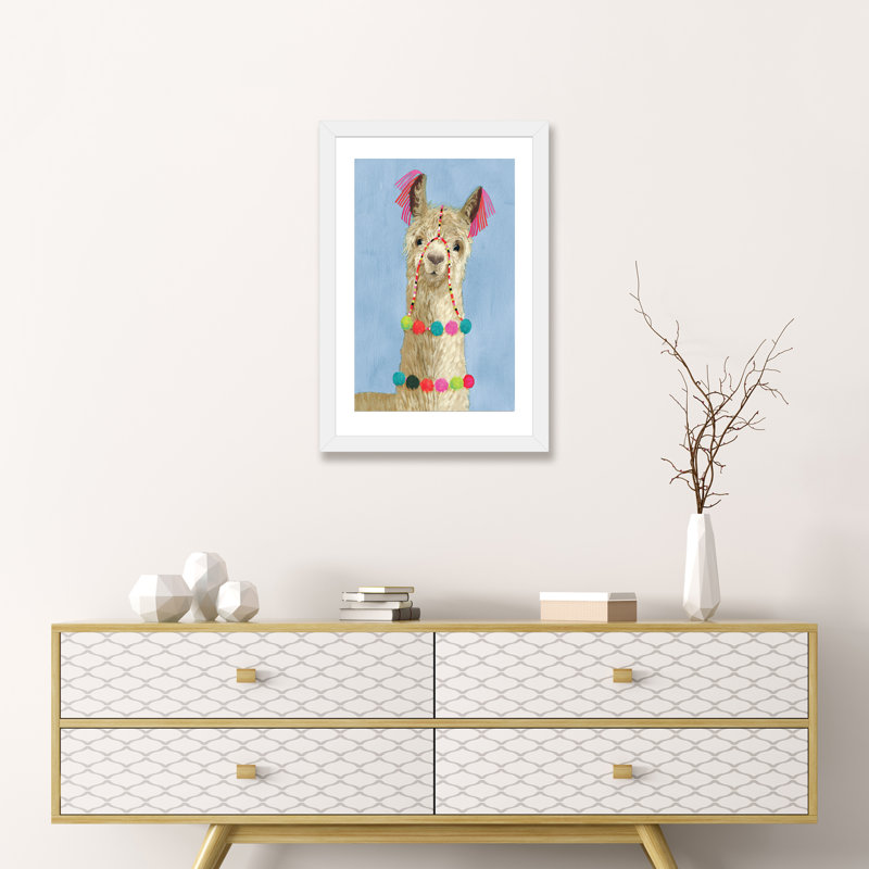 «Adorned Llama III», impression, H 32 po x l 24 po x P 1 po, Cadre blanc