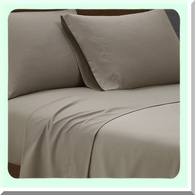 Khaki Comfort 6-Piece Bedding Set - Soft Microfiber Sheets & Pillowcases - Garment Washed Solid Color - Luxurious Bed Linens