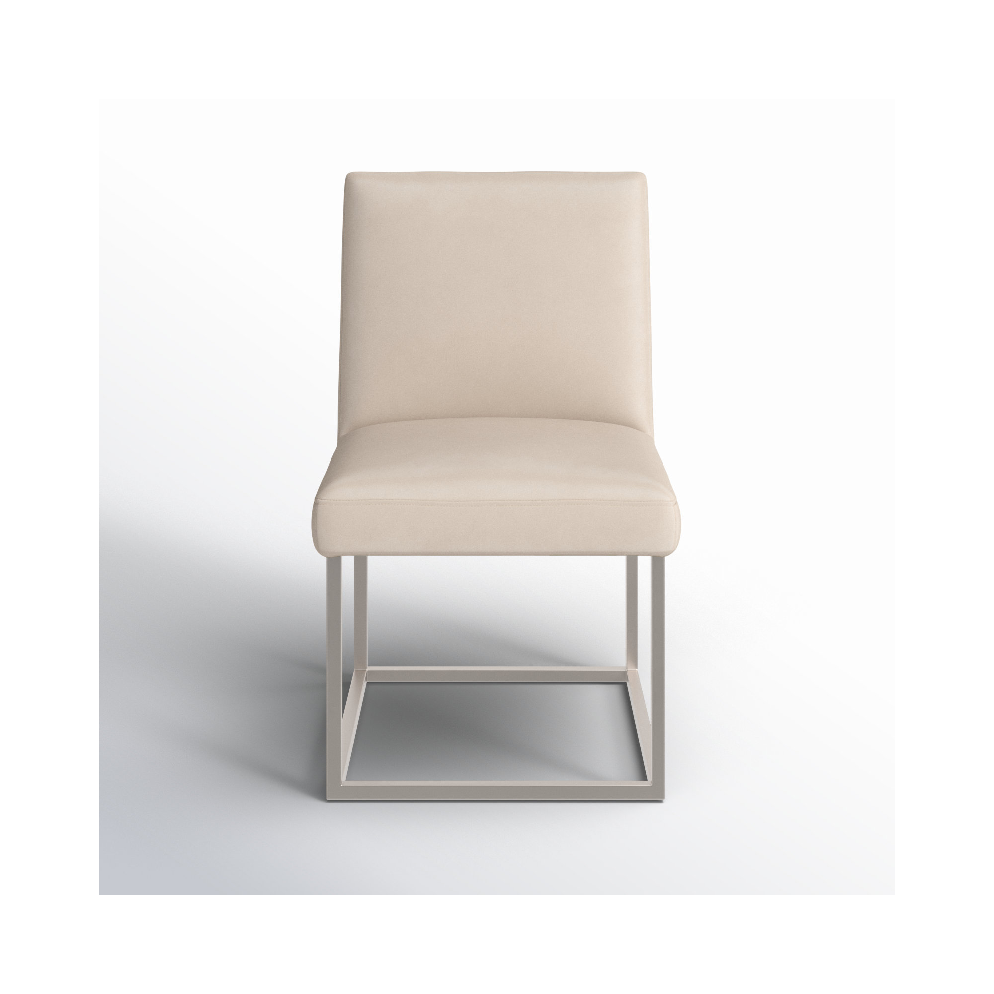 Athens Upholstered Stainless Steel Side Chair, Silver, Taupe Velvet