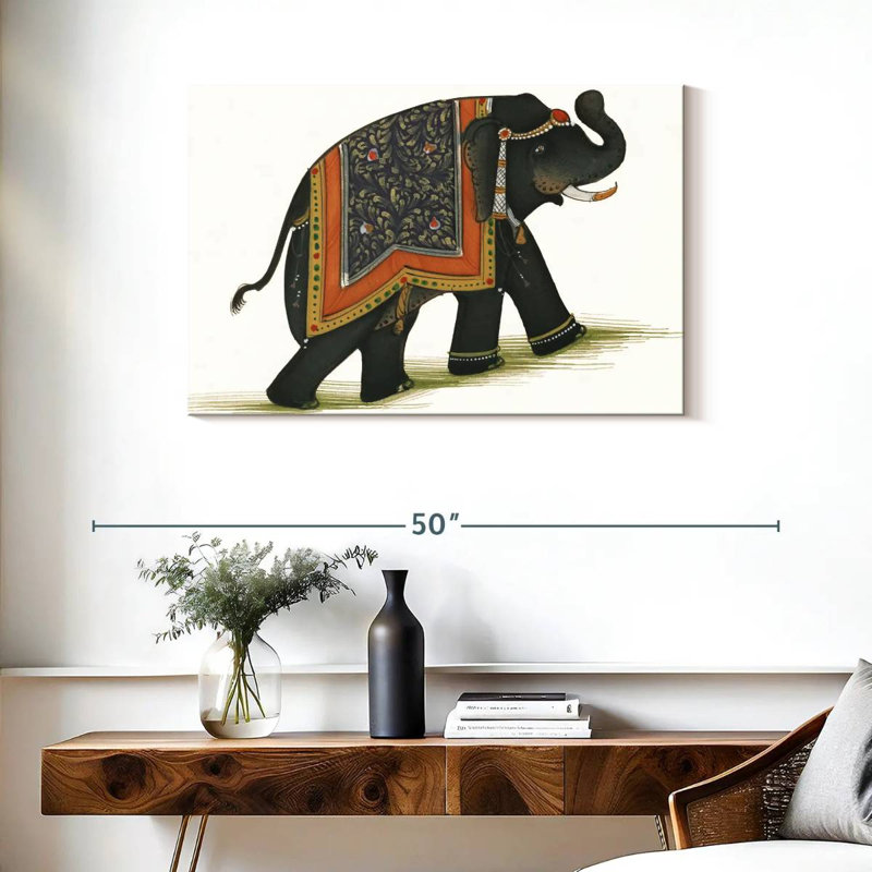 Inde Éléphant I lumière, H 24 po x l 36 po